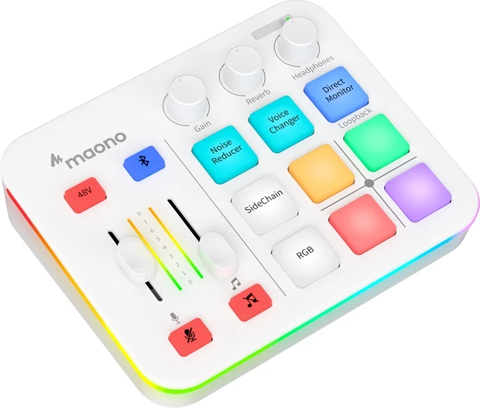 Kartë zanore e jashtme Maono G1 Neo, e bardhë, me ndriçim RGB