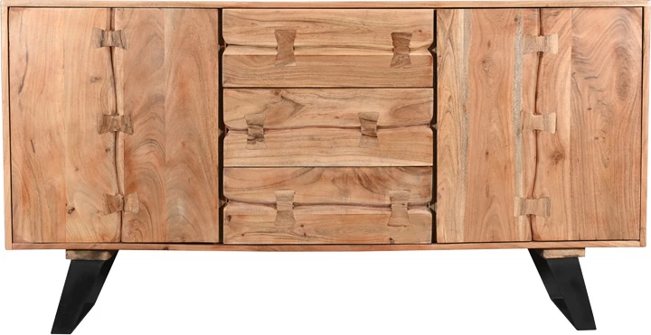 Bufe Leontina, dru akacie i fortë, këmbë metalike të zeza, 150x45x86cm