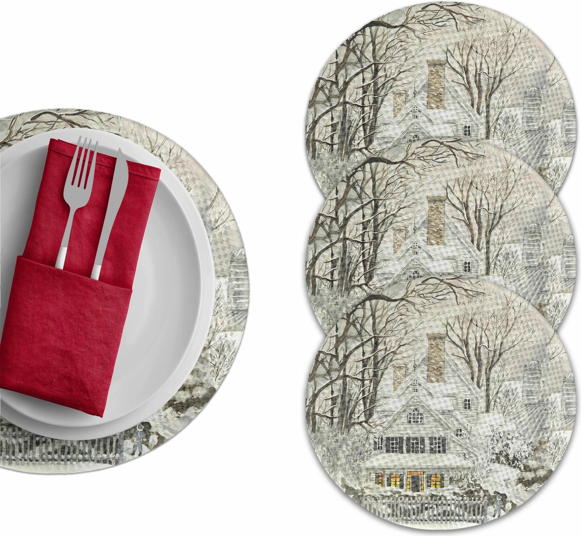 Set nënshtruesish tavoline Hermia Concept, model dimëror, 4 copë, 37cm