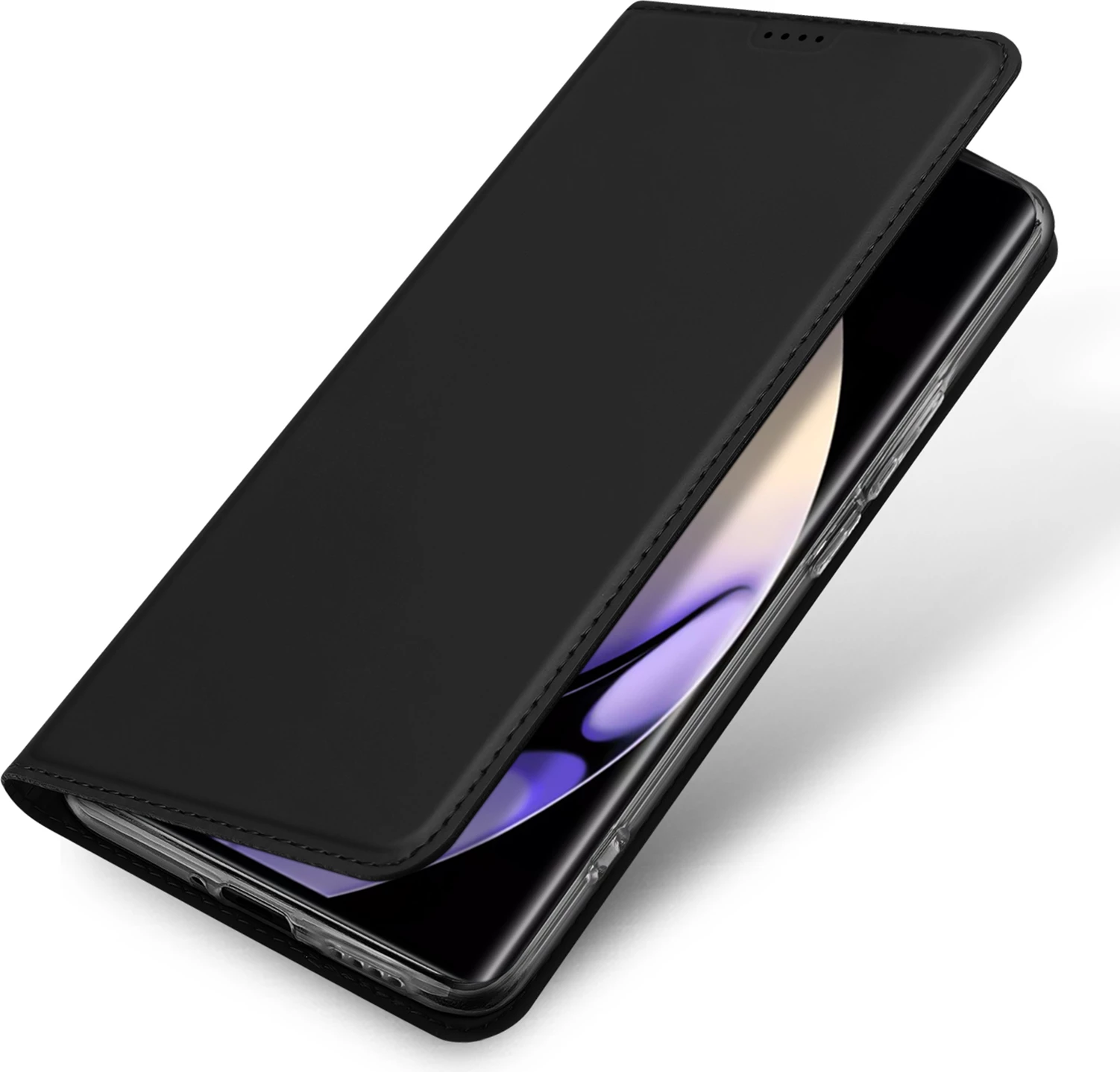 Mbështjellës Dux Ducis Skin Pro për Realme 10 Pro+, me kapak, xhep kartele, funksion stand, e zezë