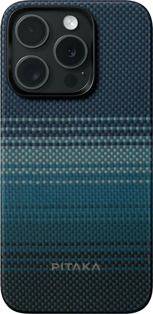 Mbështjellës Pitaka MagEZ Case 5 për iPhone 15 Pro, MagSafe, ultra i hollë 0.69 mm, fibër aramidi, Moonrise blu 5