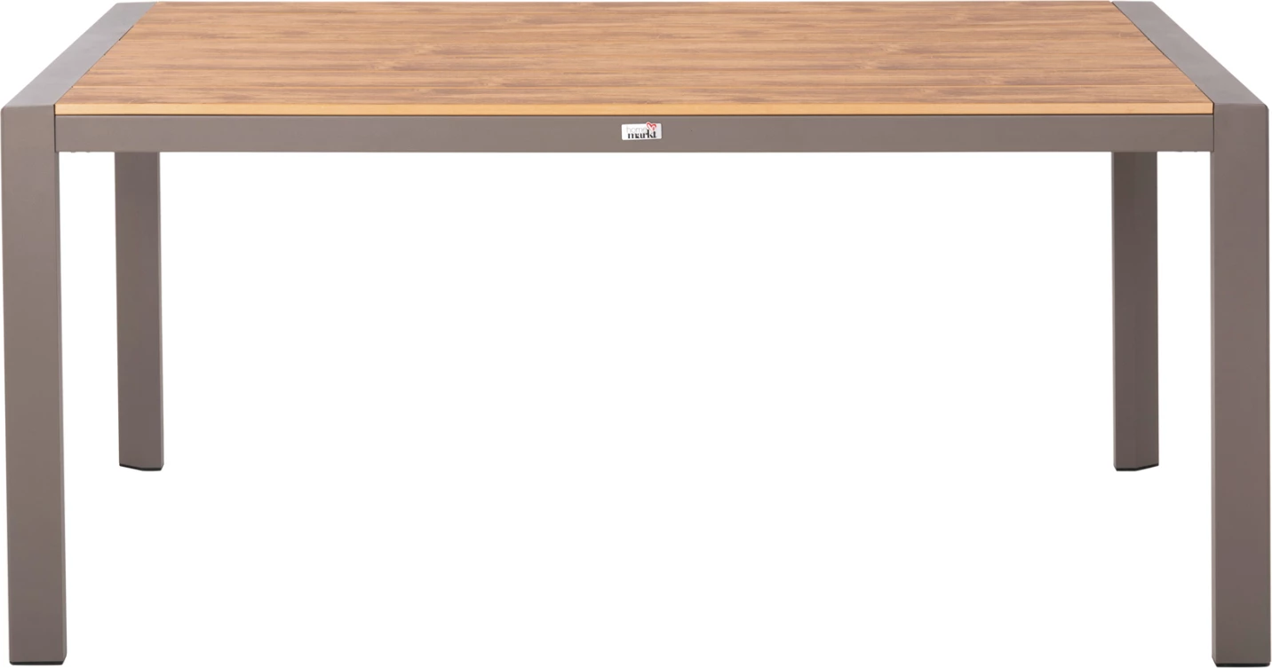 Tavolinë ngrënieje për jashtë GOYA, alumini, ngjyrë shampanjë & sipërfaqe tavoline polywood, 160x80x75 cm