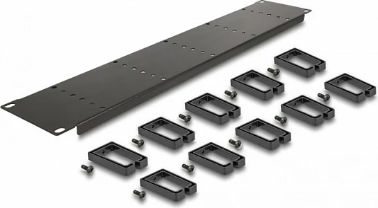Panel menaxhimi kabllosh DeLOCK 19" 2U me 10 grepë plastike, i zi