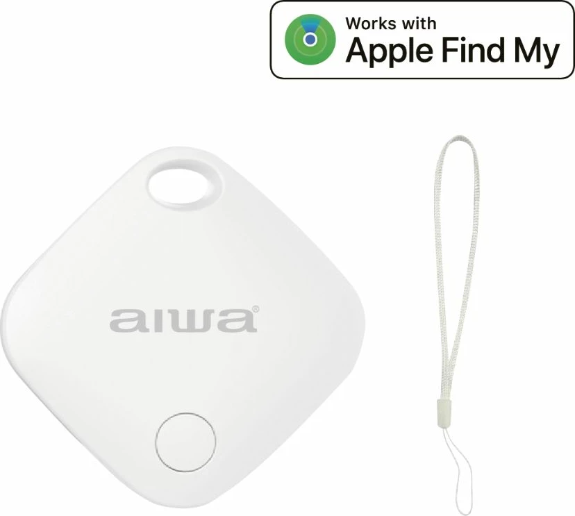 Gjurmues Bluetooth Aiwa AT-ITAG100, kompatibil me Apple Find My, bateri CR2032, i bardhë, me rrip
