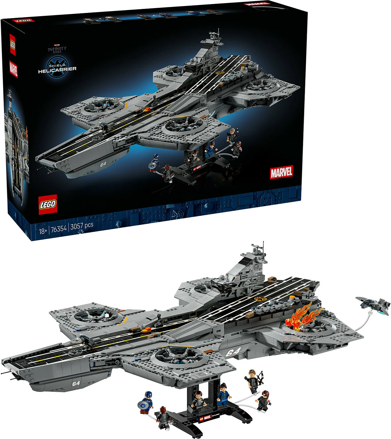 Set ndërtimi LEGO Marvel 76354 S.H.I.E.L.D. Helicarrier, 3057 copa, Multicolor
