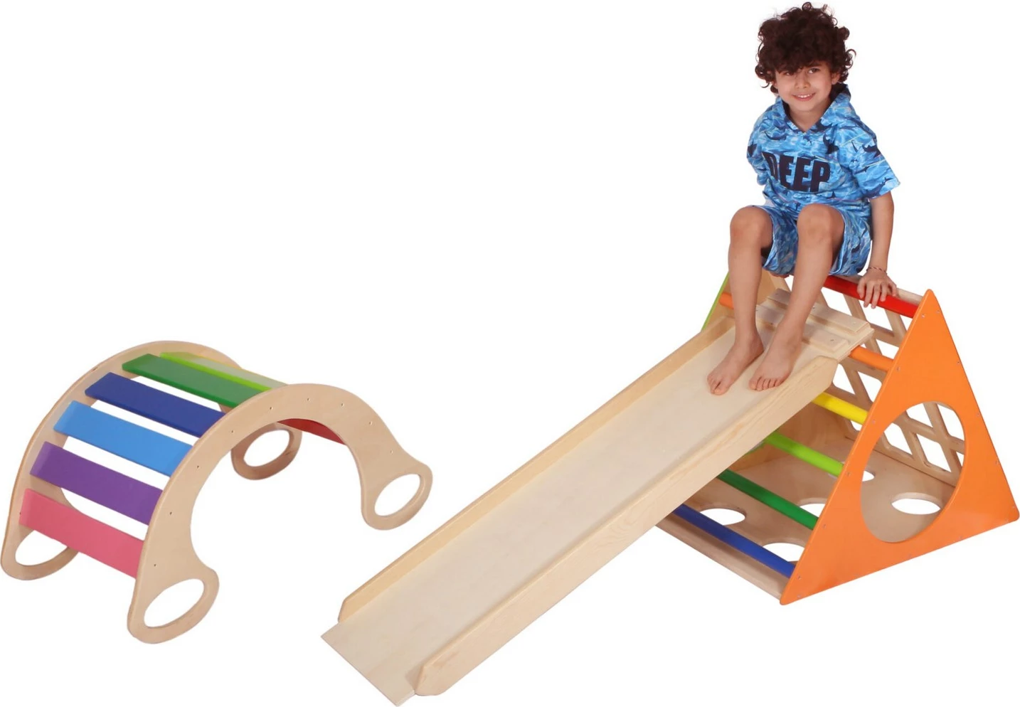 Lodër druri për fëmijë, shumëngjyrëshe, set Prisma Skye Decor