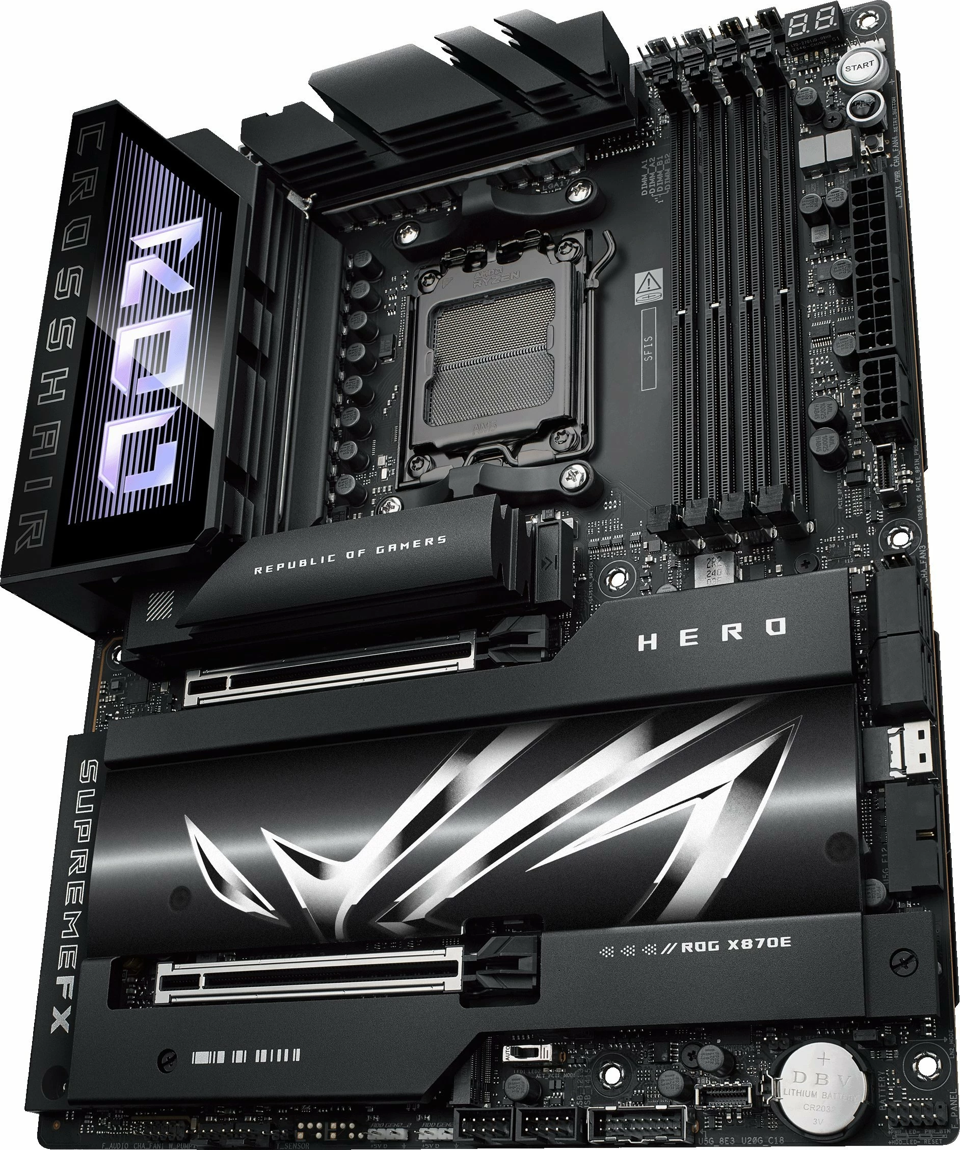 Pllakë amë Asus ROG Crosshair X870E Hero ATX, AM5, DDR5 deri 256GB, Wi‑Fi 7