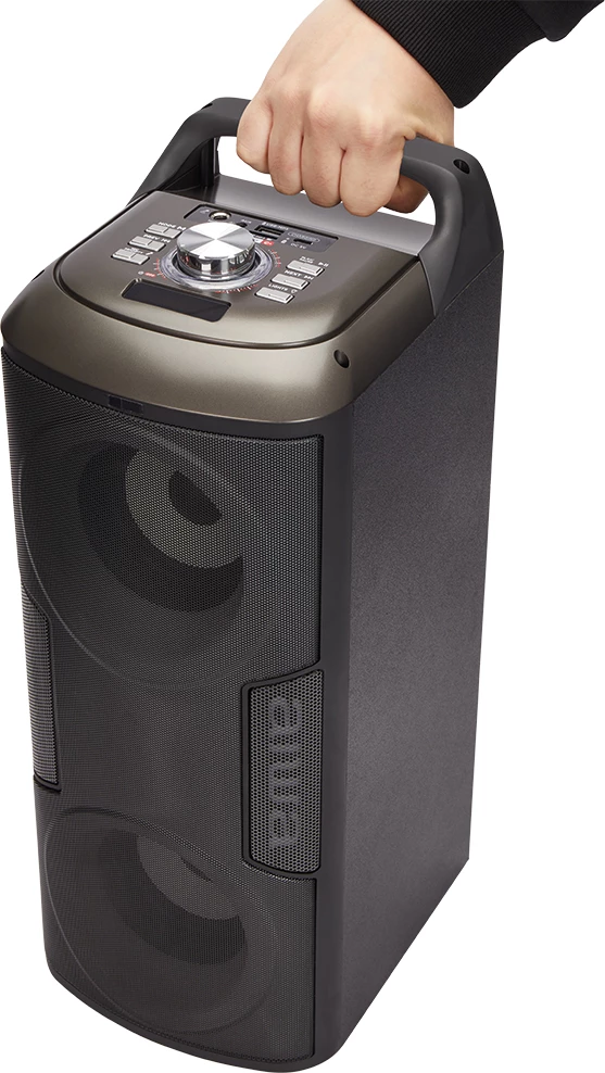 Altoparlant portativ Bluetooth Aiwa KBTUS-100, 16 W RMS HyperBass, TWS, RGB, karaoke, set me mikrofon e telekomandë, i zi