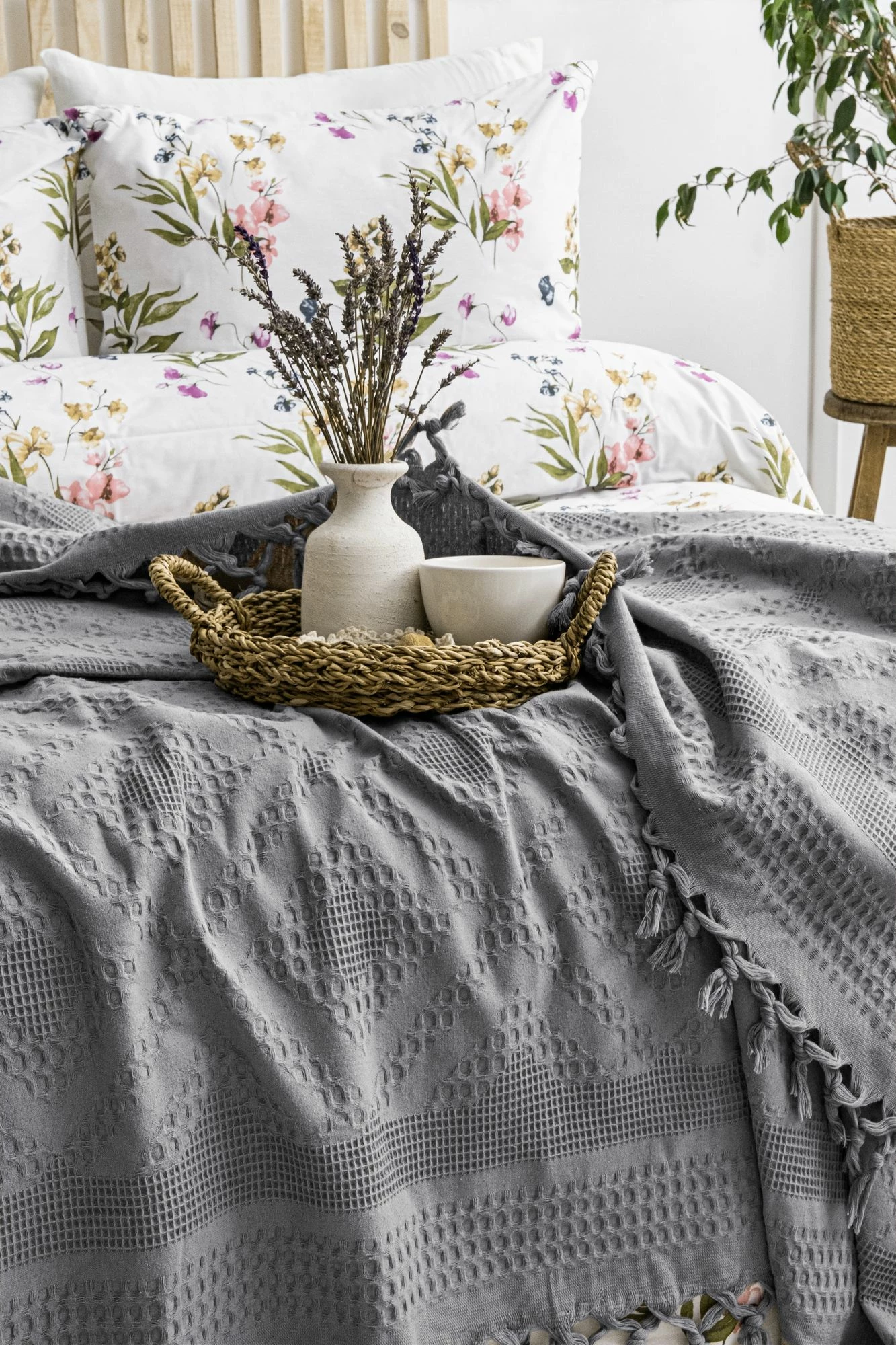 Set piké dopio, ngjyrë vjollcë-gri, L'essentiel