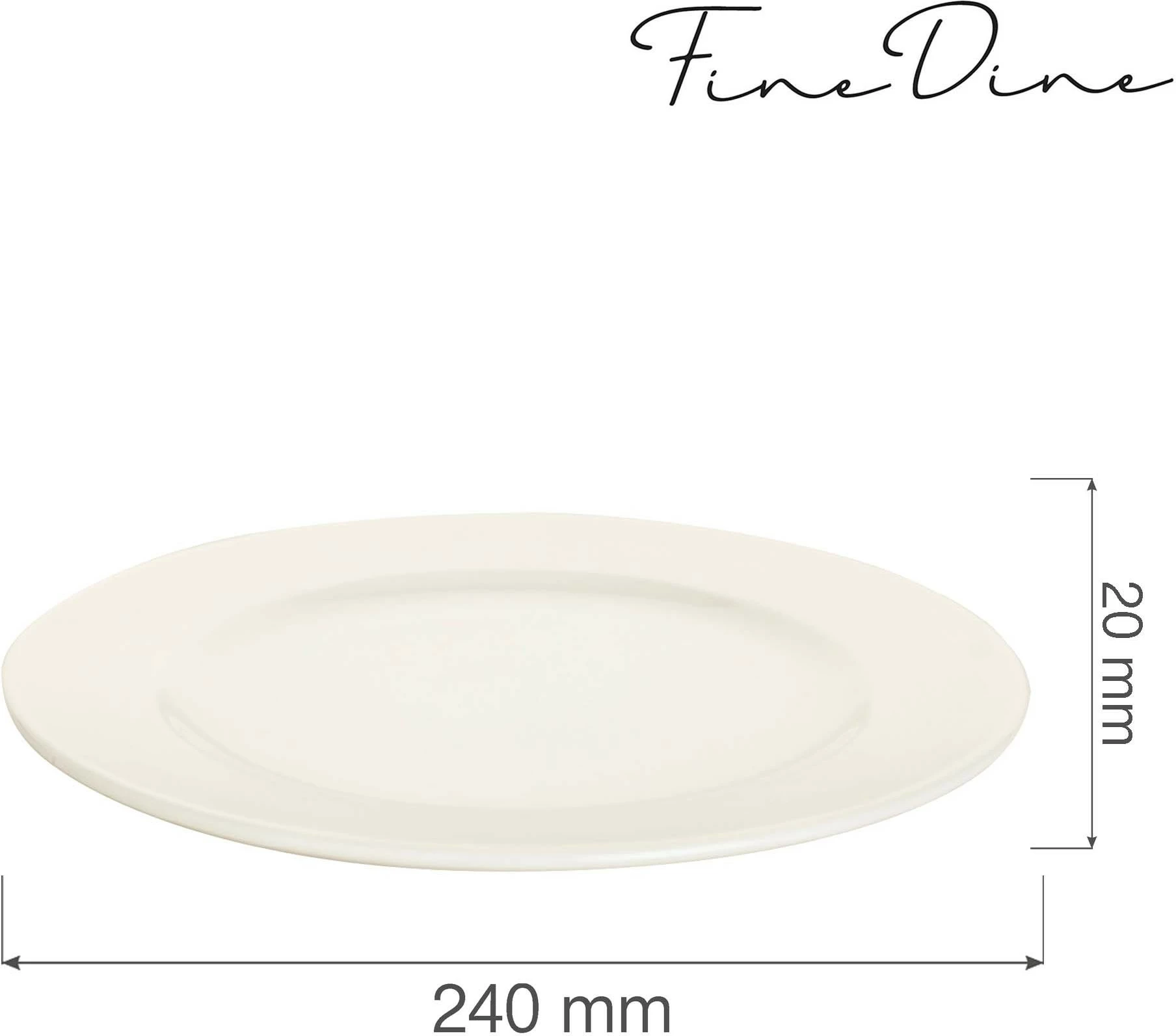 Pjatë e sheshtë Fine Dine Crema Ø240 mm, krem, set 6 copë
