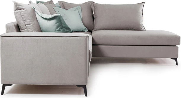 Divan qoshe Boston qoshe e djathtë, material stof, ngjyrë elefant-ciel, 290x235x95cm