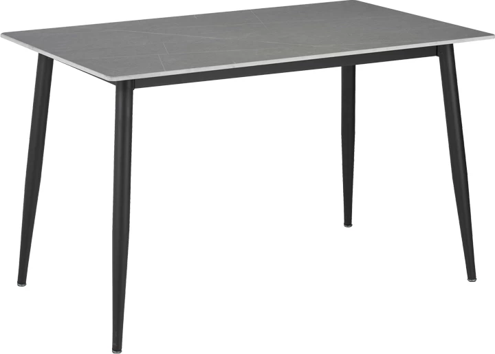 Tavolinë me karrige Gustas-Bella B set prej 5 copash, gur i sinteruar mermeri gri, metal i zi, 120x60x75cm