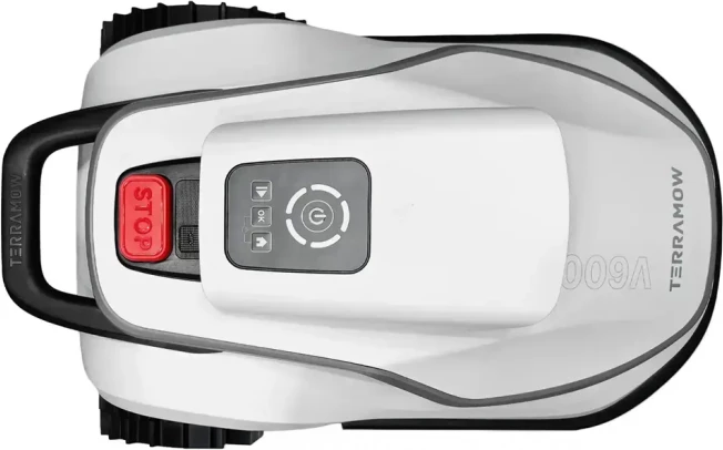 Robot kositës bari TERRAMOW V600 Wireless, deri 600 m², Wi‑Fi/4G, i bardhë/gri, set me garazh + 9 thika + SIM 1GB