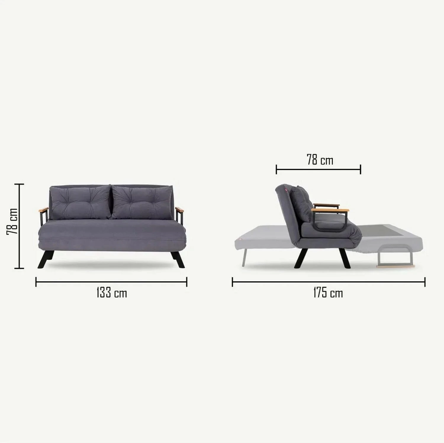 Divan-krevat dy ulëse, ngjyrë e zezë, Sando, Atelier del Sofa