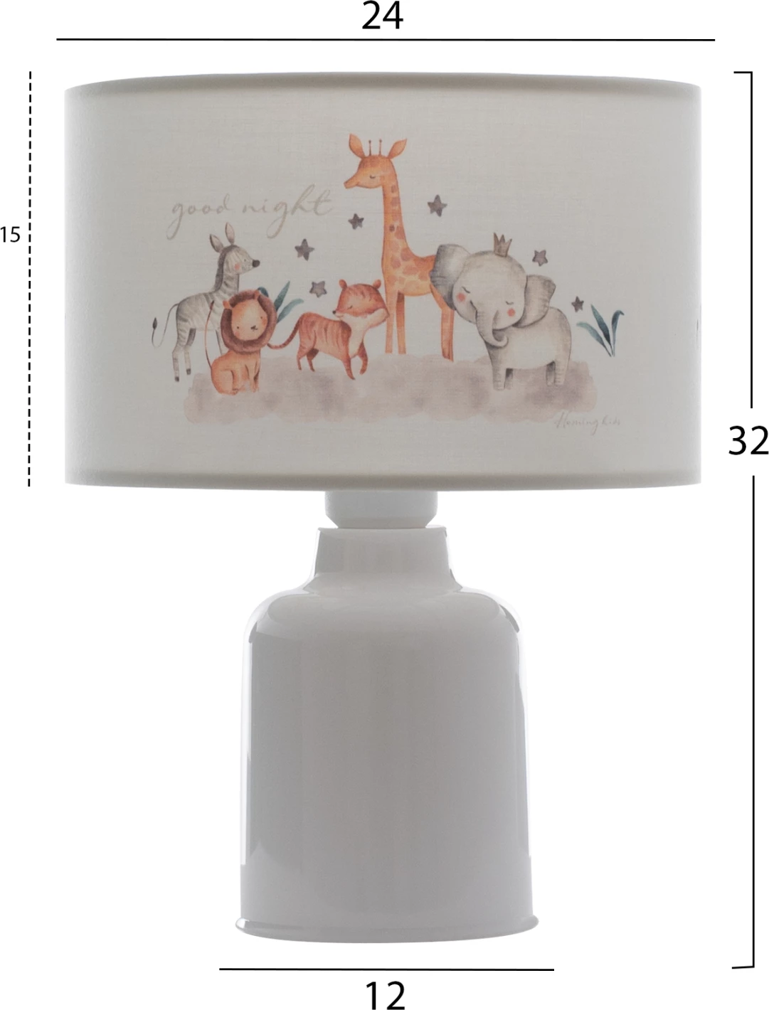 Llambë tavoline për fëmijë, FH7577.06, cilindrike, ngjyrë e bardhë, Φ24x32H