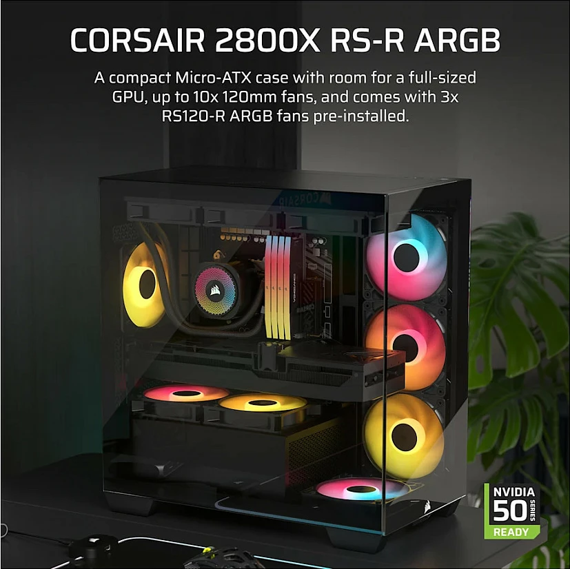 Kasë Corsair 2800X RS-R ARGB, Micro-ATX, e zezë