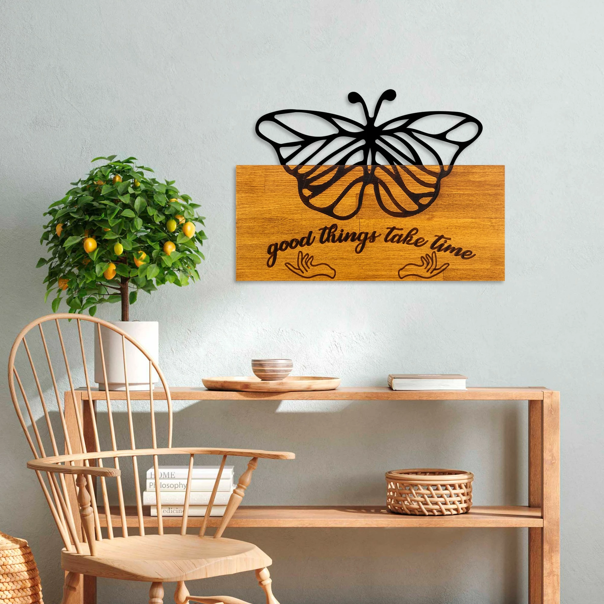 Aksesor dekorativ për mur, dru arre, flutur, Wallity Butterfly 5