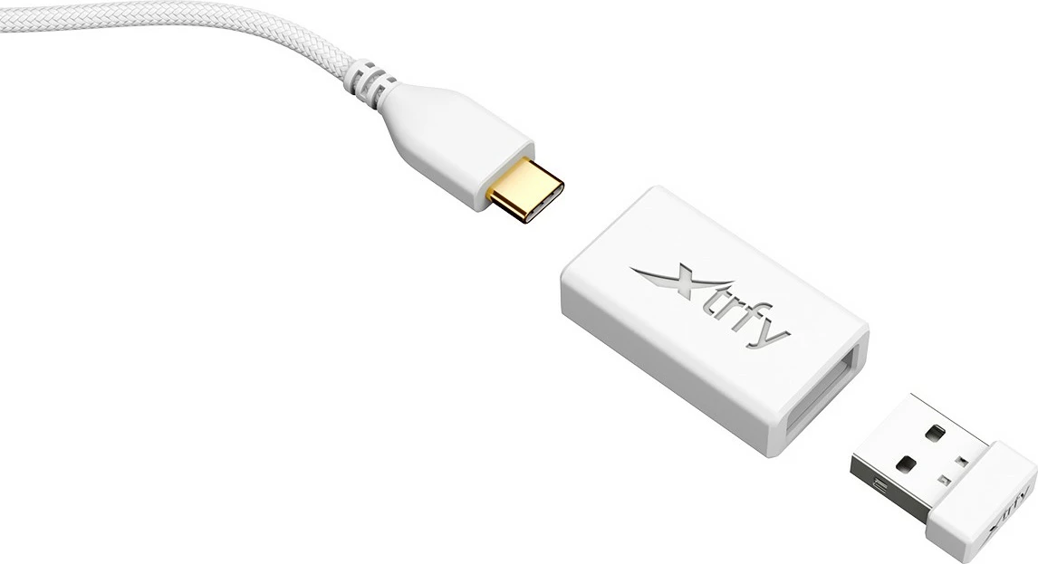 Maus Cherry Xtrfy M42 RGB, Ambidextrous, Optical, RF Wireless + USB Type-C, 19000 DPI, Bardhë