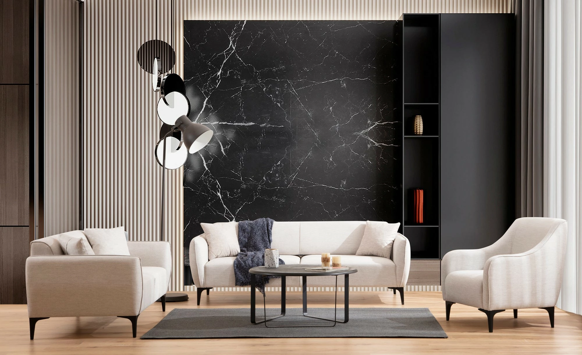 Divan dy vendësh Atelier del Sofa, Belissimo, ngjyrë e bardhë e lehtë