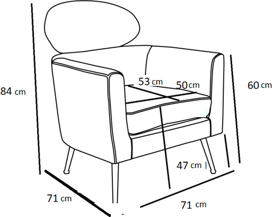 Fotelje Testa, ngjyrë ari, 72x76x85