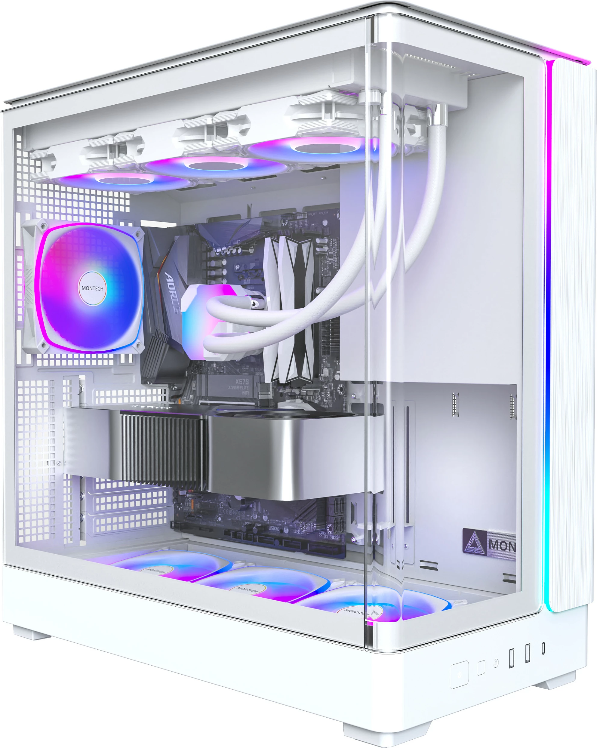 Kasë Montech KING 45 PRO, Tower, micro ATX/Mini-ITX, RGB, e bardhë
