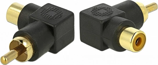 Adapter RCA DeLOCK 66168, mashkull-në-femër, kënd 90°, i zi