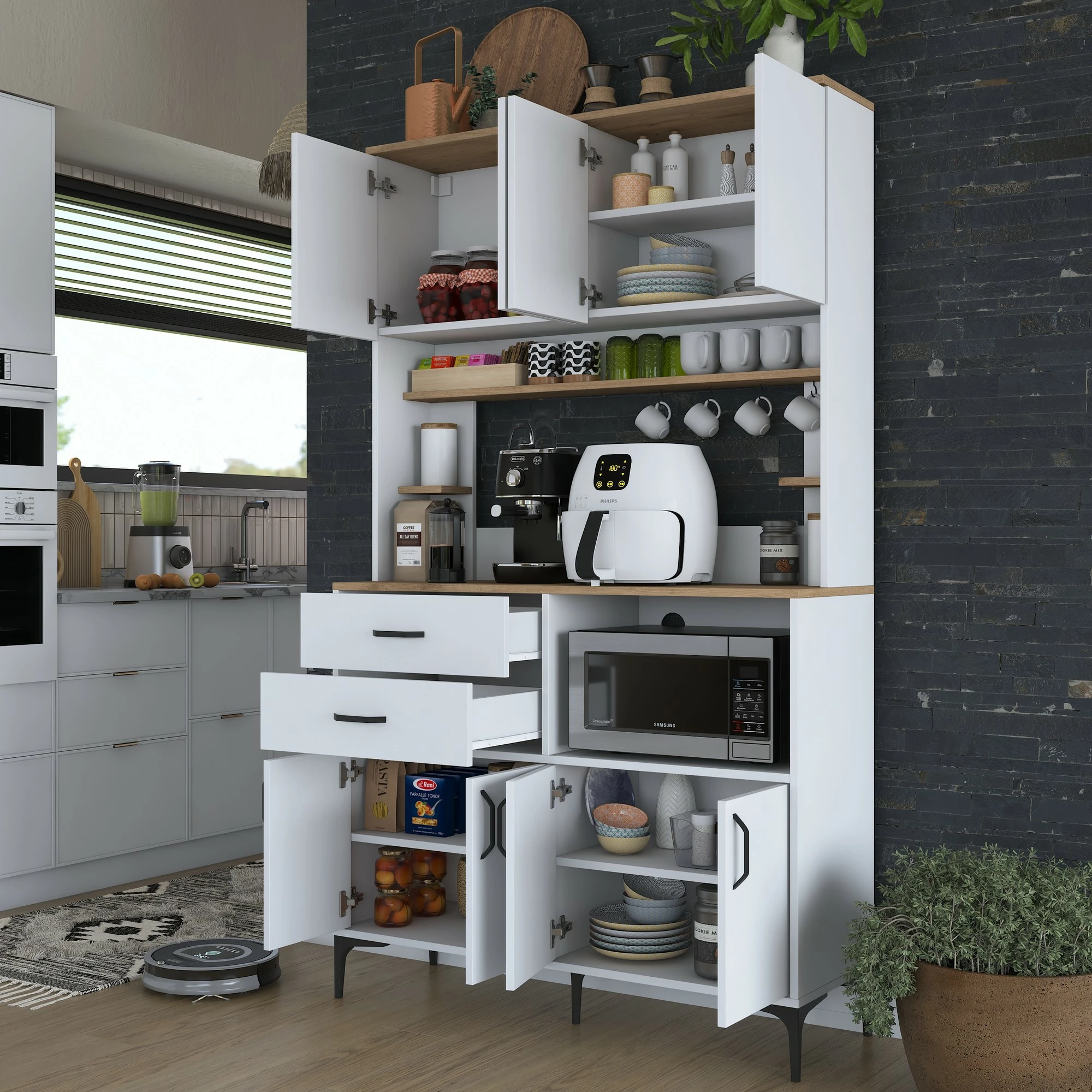 Dollap multifunksional Skye Decor, ngjyrë arrë dhe e bardhë, JE179 - 3402