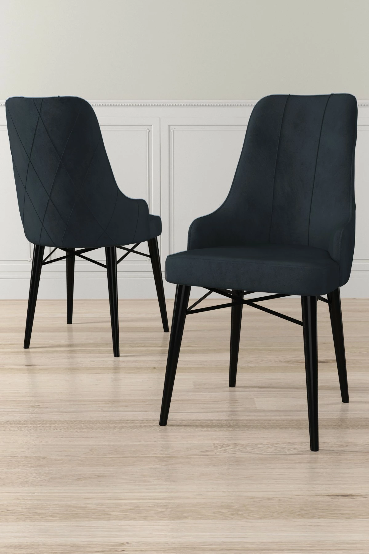Set karrigesh (4 copë) Hanah Home, Neta, antracit, e zezë