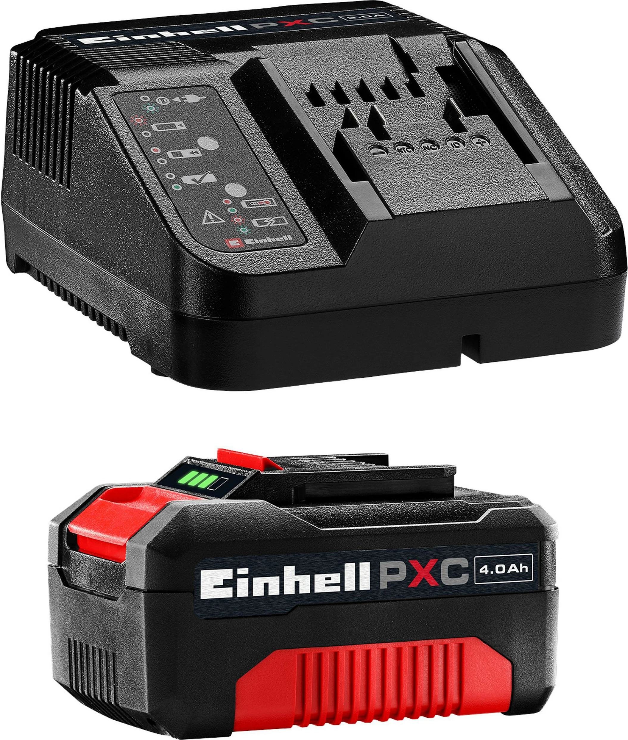 Bateri dhe karikues Einhell Power X-Change 18V 4Ah, e zezë/kuqe