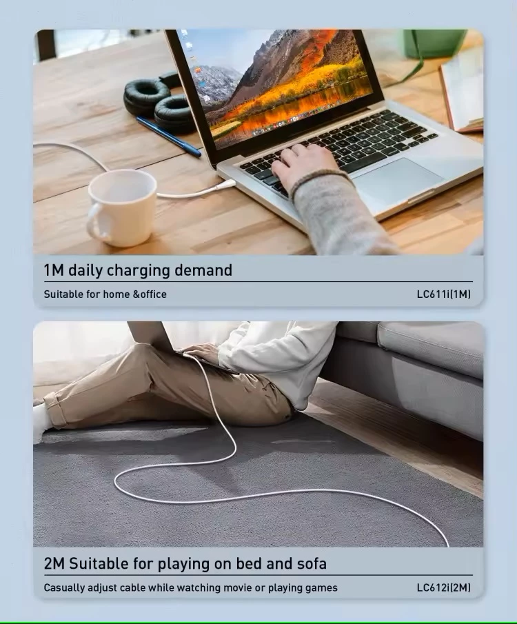 Kabllo karikimi dhe të dhënash USB-C në USB-C LDNIO LC612C 65W 2m, e gjelbër