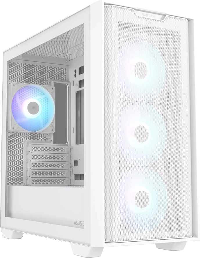 Kasë ASUS A21 PLUS microATX mini tower, tempered glass, 4x120mm ARGB fanë, radiator deri 360 mm, GPU deri 380 mm, e bardhë