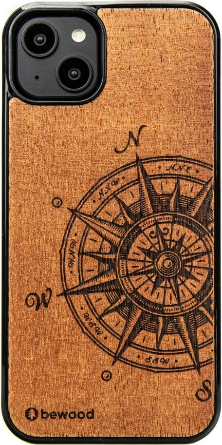 Mbështjellës druri Bewood Traveler për iPhone 15 Plus, Kompas, Kafe