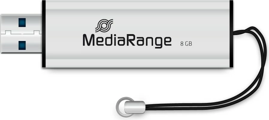 USB stick MediaRange MR914 8GB, USB 3.2, slide, zi/argjendtë