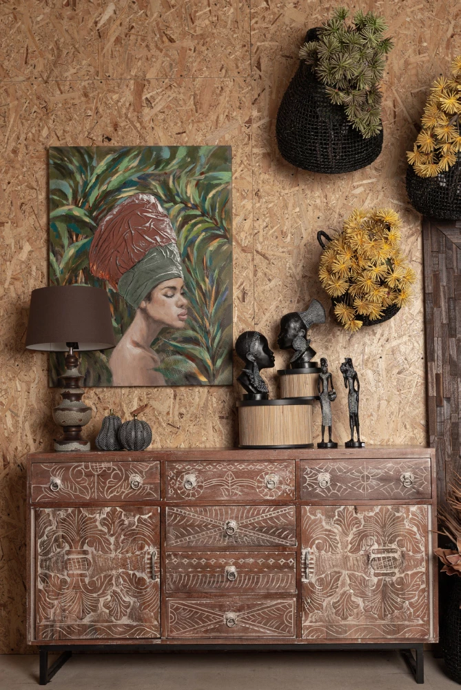 Pikturë dekorative Jungle Lady, kanavacë, shumëngjyrëshe, dru, 76x100x4cm