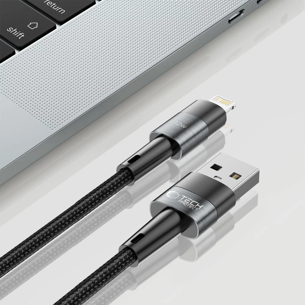 Kabllo Tech-Protect UltraBoost, 2m, Lightning/USB-A, 12W, Gri