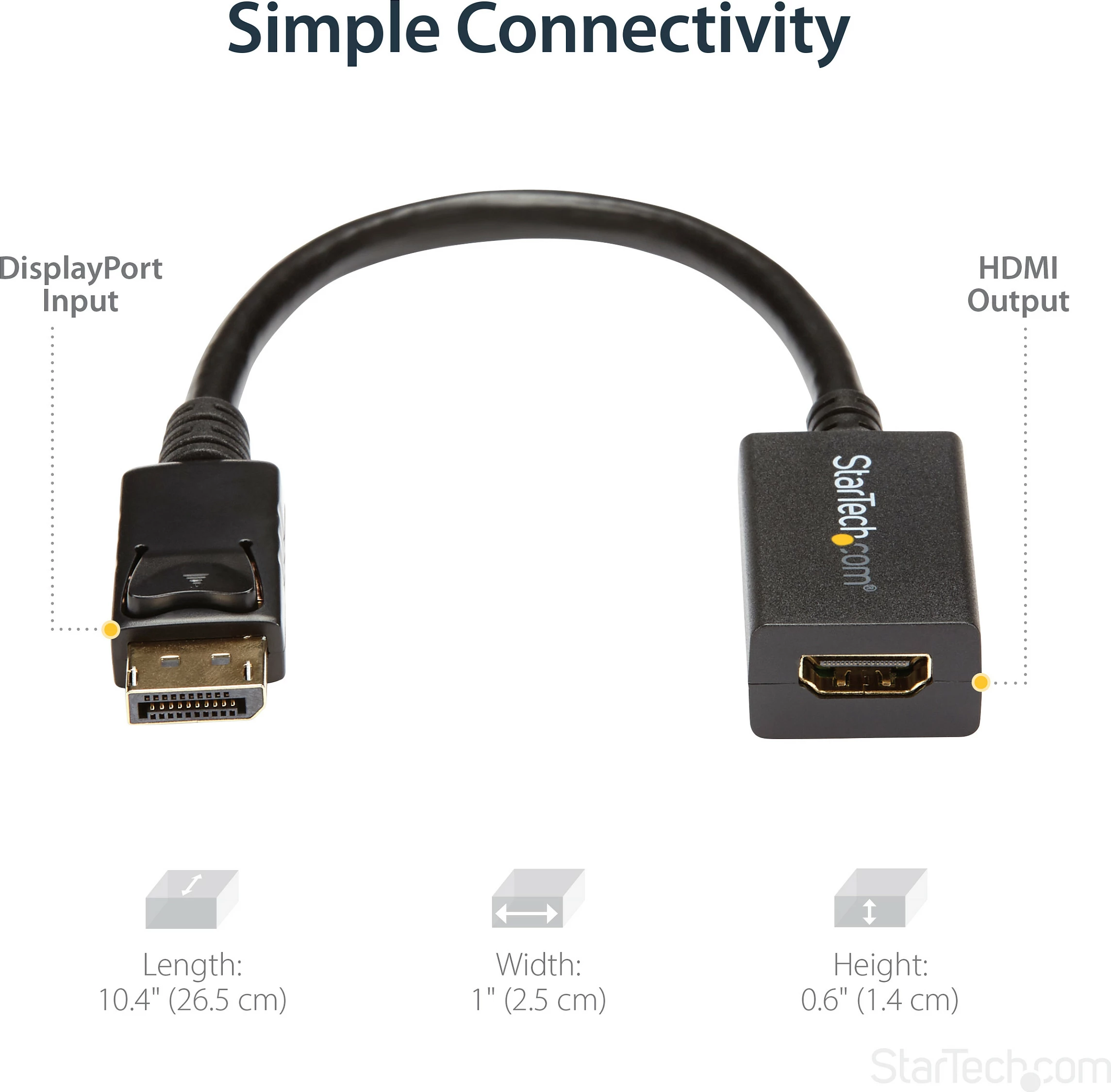 Adapter kabllo DisplayPort në HDMI StarTech DP2HDMI2, 0.21 m, 1080p, i zi