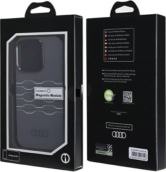 Mbështjellës Audi IML MagSafe për iPhone 14 Pro, i zi