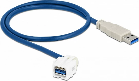 Modul Keystone DeLOCK USB 3.0 5 Gbps, USB-A femër në USB-A mashkull, kabllo 0.5 m, e sheshtë, e bardhë