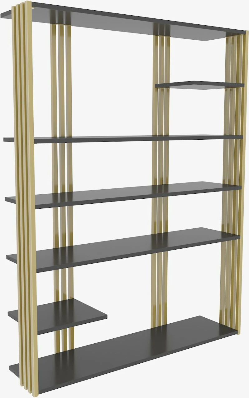 Raft librash Skye Decor, ngjyrë antracit dhe ari