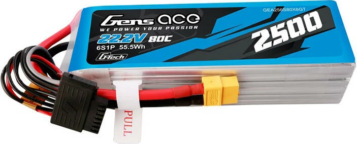 Bateri LiPo Gens ace G-Tech 2500mAh 22.2V 80C me XT60