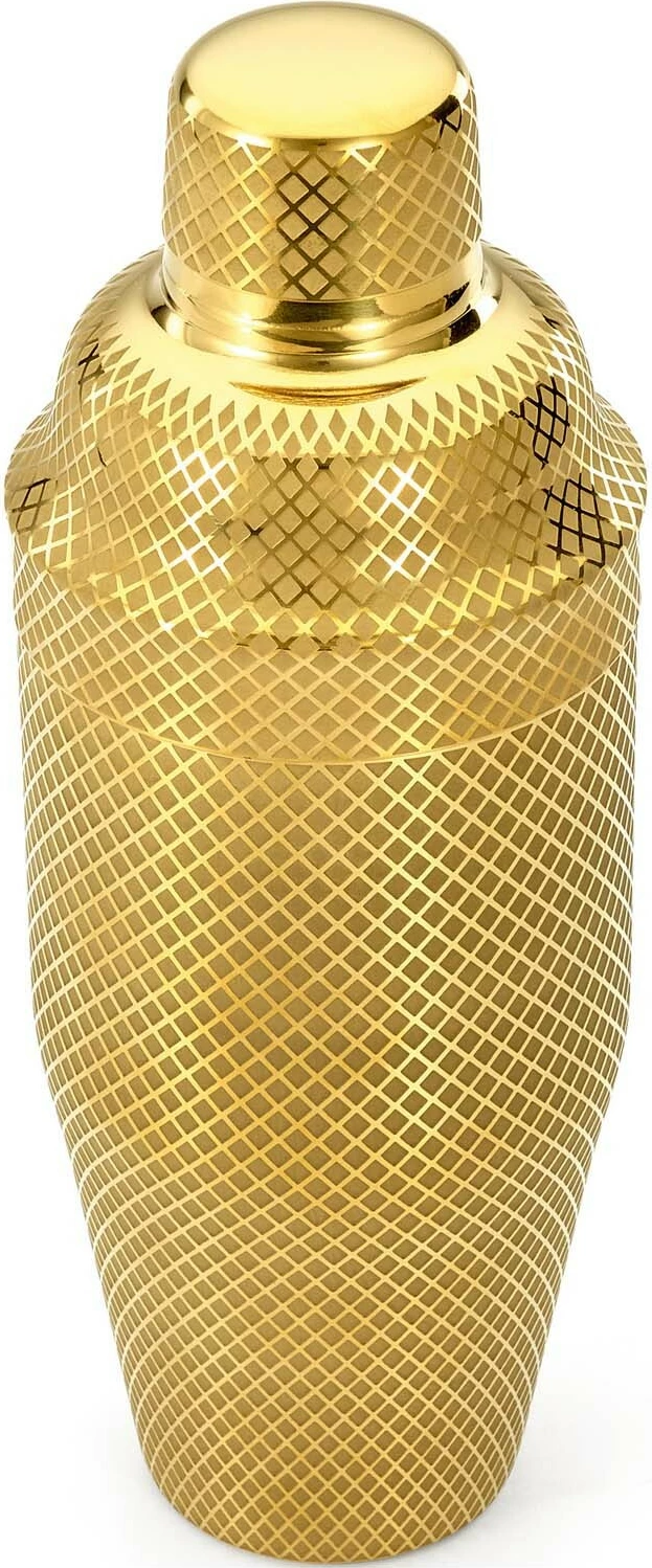 Shaker koktej 3-pjesësh, BarFly, Diamond Lettice stil japonez, 700 ml, çelik inox 18/8, ari