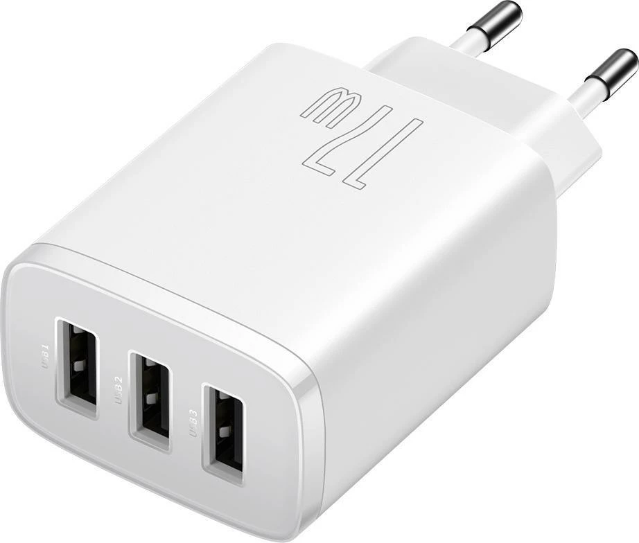 Karikues muri Baseus CCXJ020102 3x USB-A 17W 3.4A, i bardhë, 1 copë