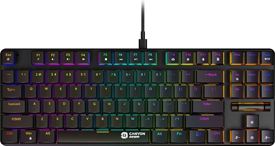 Tastierë gaming mekanike CANYON Cometstrike TKL GK-50, 87 tasta, RGB, MX Red, USB me kabllo, EN/AD, e zezë