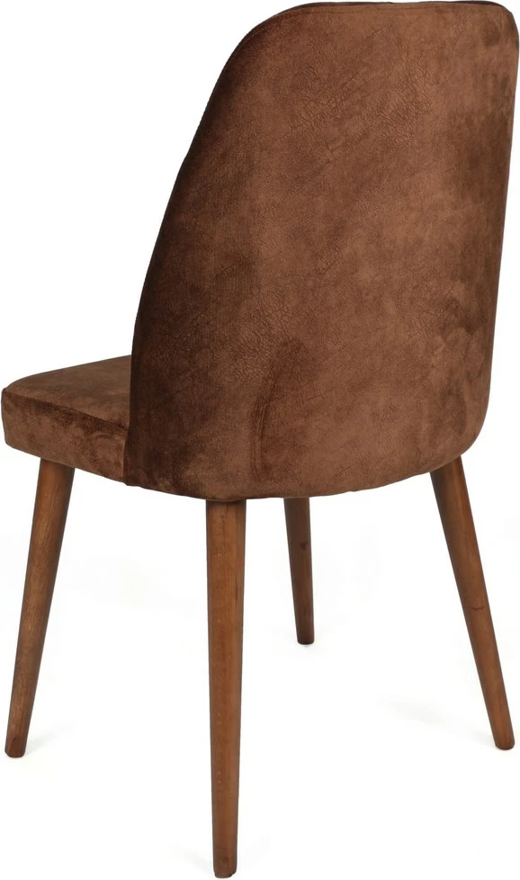 Set karrigesh (2 copë), Hanah Home, Alfa-466 V2, kornizë metalike, këmbë druri ahu, ulëse kadife, ngjyrë kafe dhe arre