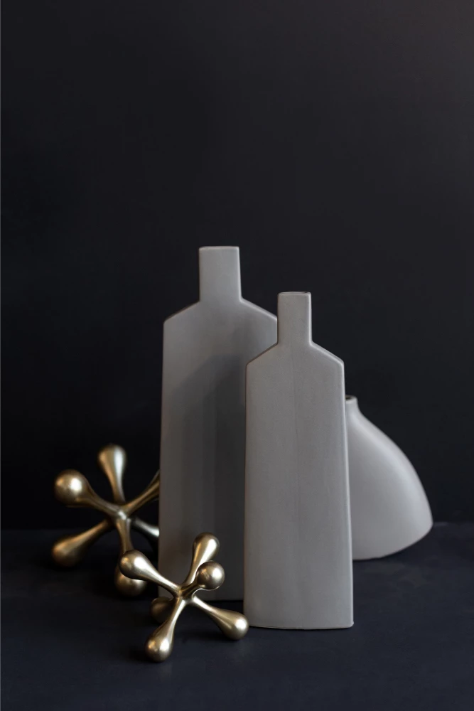 Vazo LUI, qeramike, ngjyrë gri mat, 15x5x35cm