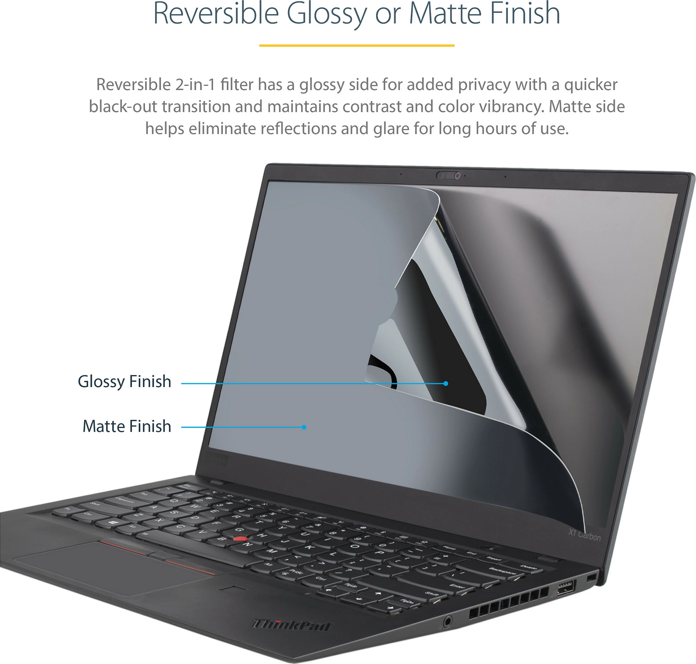 Filtër privatësie për ekran laptopi StarTech 14" 16:9, anti-reflektim, reduktim drite blu 51%, matte/glossy, e zezë