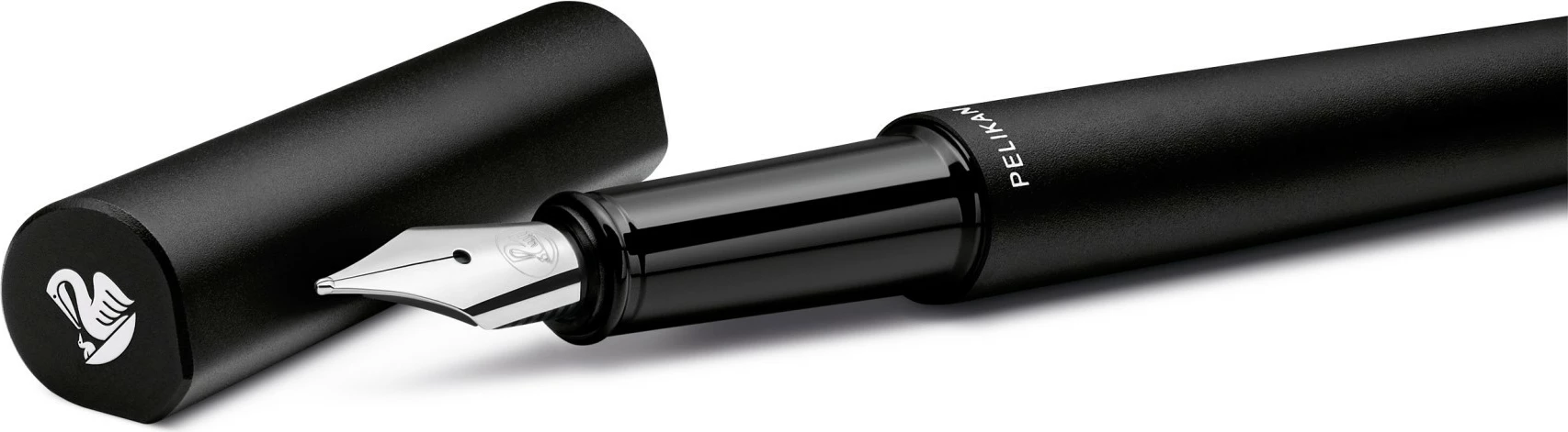 Stilolaps Pelikan INEO, mesatar, ngjyrë zezë, çelik inoksi, bojë blu