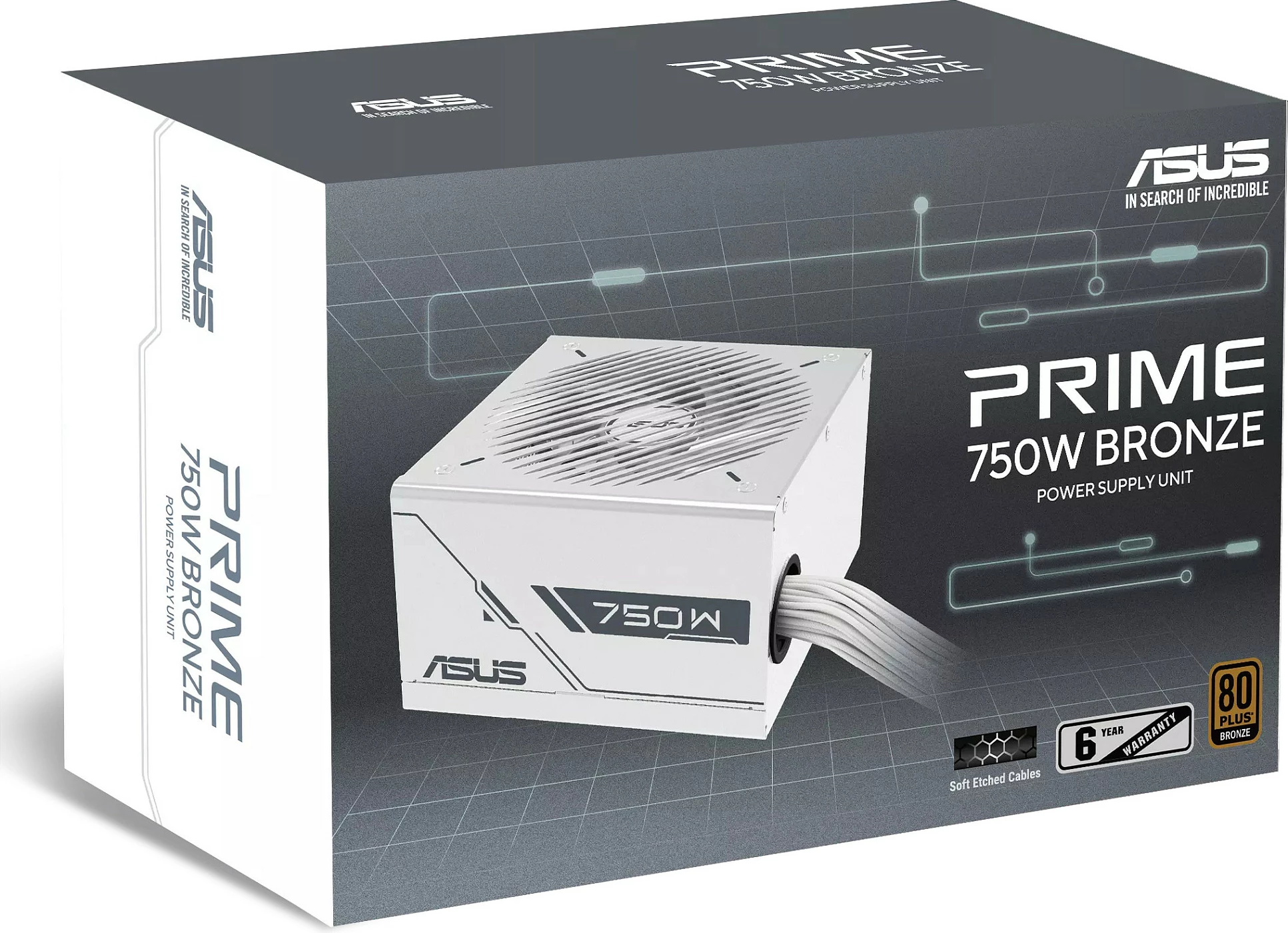 Furnizues energjie (PSU) ASUS PRIME-750B-WHITE, 750W, 80+ Bronze, i bardhë