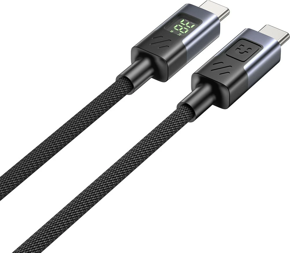 Kabëll USB-C Unitek USB-C/USB-C, 3m, 60W, me ekran, i zi