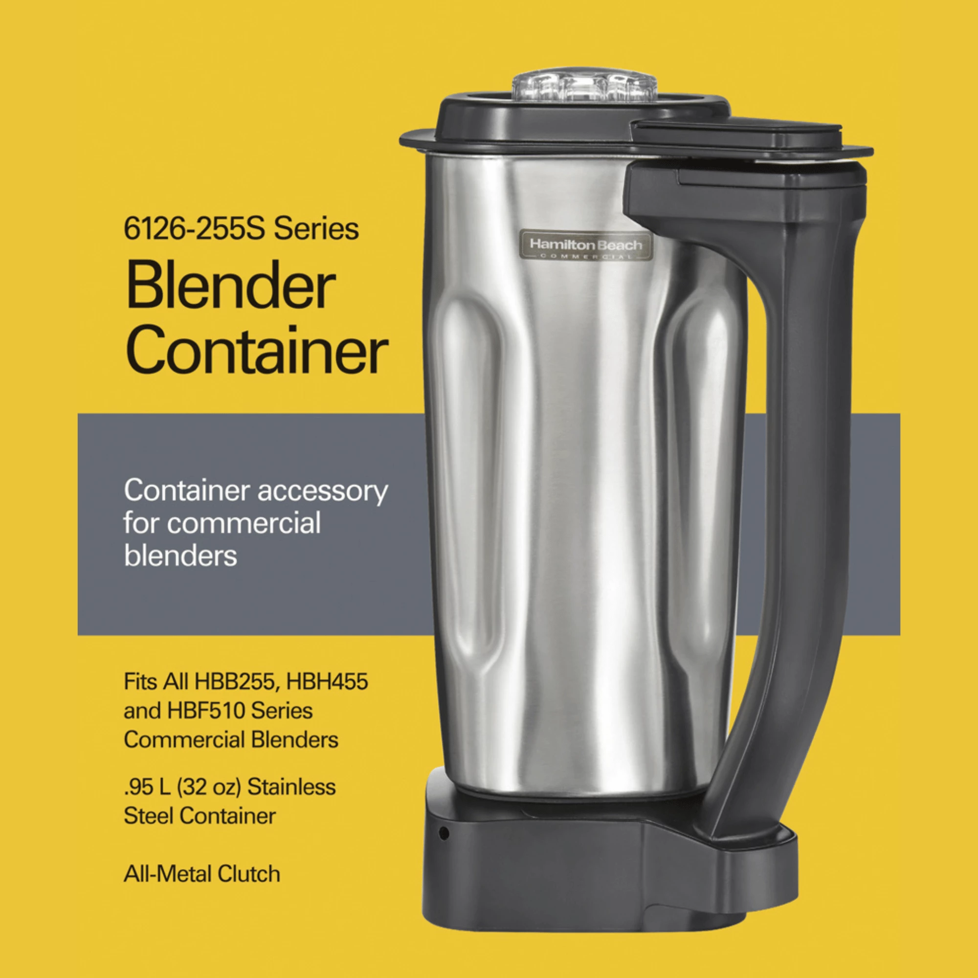 Enë blenderi, Hamilton Beach Commercial, Rio (HBB255/HBH455/HBF510), 0.95L çelik inox, argjendtë